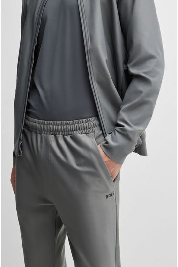 Buy BOSS Grey Stretch Interlock Tracksuit Bottoms With Decorative Reflective Logo from Next Netherlands