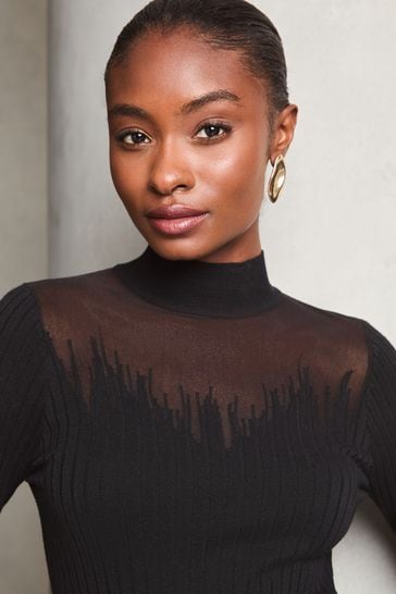 Buy Lipsy Black Sheer Staggered Insert Knit Jumper from Next Netherlands