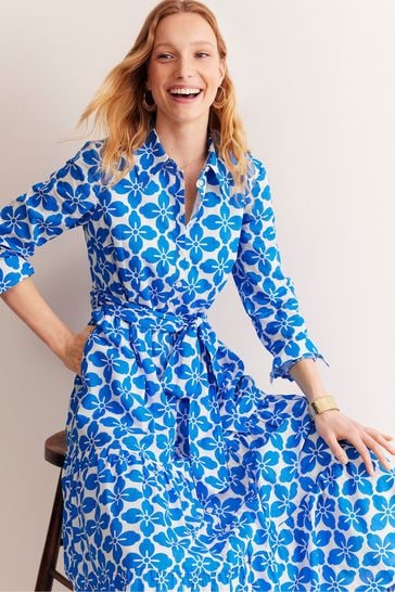 Buy Boden Blue Petite Flo Cotton Midi Shirt Dress from Next Slovakia