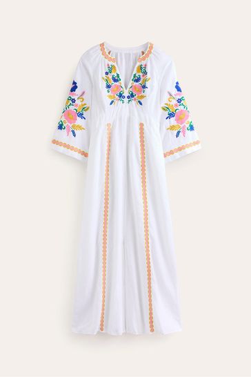 Buy Boden White Una Linen Embroidered Dress from Next Croatia