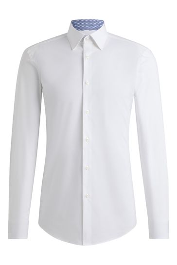 Buy BOSS White Slim Fit Easy Iron Shirt In Stretch Cotton Poplin from Next Bahrain