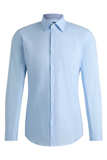 Buy BOSS Blue Slim Fit Easy Iron Shirt In Stretch Cotton Poplin from Next Bahrain