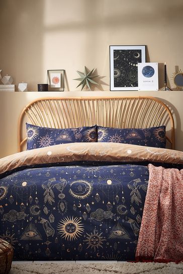 Furn Gold Navy Constellation Celestial Duvet Cover Set