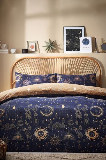 Furn Gold Navy Constellation Celestial Duvet Cover Set