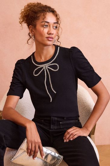 Ruched sleeve t shirt best sale