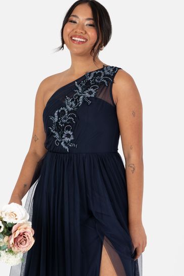 Buy Maya Blue One Shoulder Tulle Maxi Dress With Embellished Motif from Next Bahrain