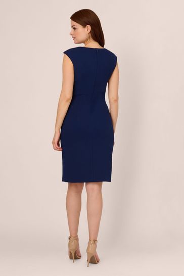 Buy Adrianna Papell Blue Knit Crepe Short Dress from Next Bahrain