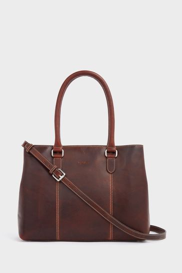 OSPREY LONDON The Madden Leather Shoulder Brown Workbag