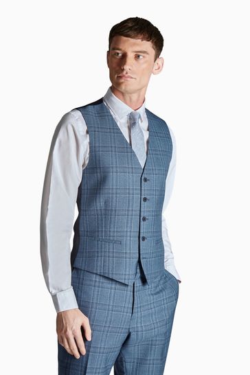 Ted Baker Tailoring Large Blue Alder Check Waistcoat