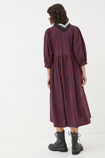 Buy FatFace Ceil Burgundy Red Check Dress from Next Bahrain