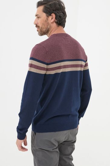 FatFace Rye Burgundy Red Cotton Cashmere Crew Neck Jumper