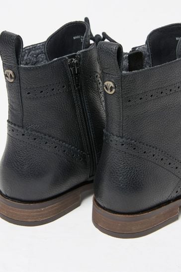 FatFace Anwen Black Brogue Ankle Boots