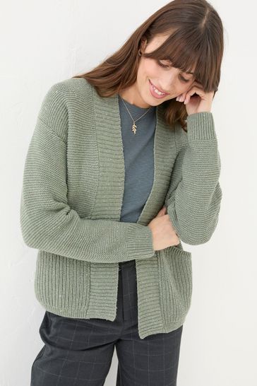 FatFace Clara Khaki Green Cotton Cardigan