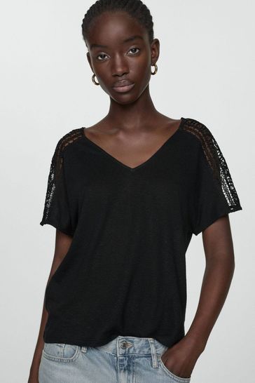 Buy Mango Openwork Details T Shirt from the Laura Ashley online shop