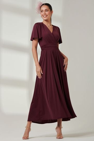Buy Jolie Moi Burgundy Red Wrap Bodice Super Smooth Jersey Maxi Dress from Next Bahrain