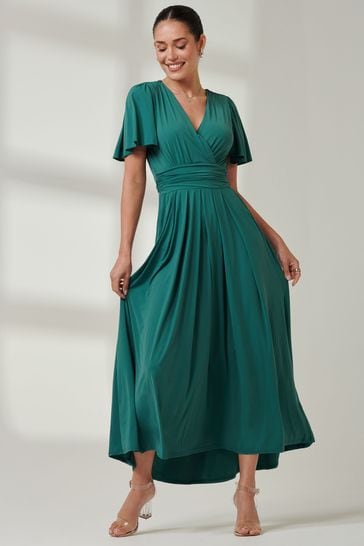 Jolie Moi Mid Blue Angel Sleeve Super Smooth Jersey Maxi Dress