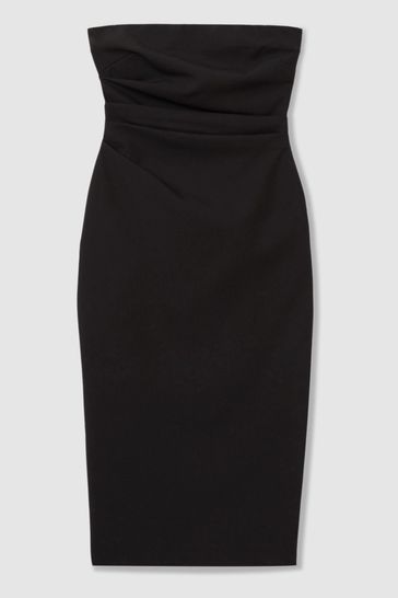 Buy Reiss Black Arwen Strapless Pleated Midi Dress from Next Bahrain