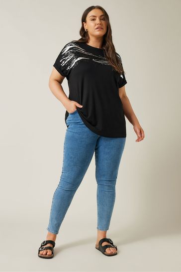 Buy Evans Zebra Sequin Embellished T Shirt from the Laura Ashley online shop