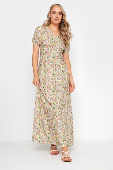 Long Tall Sally Pink Pastel Vintage Floral Wrap Maxi Dress