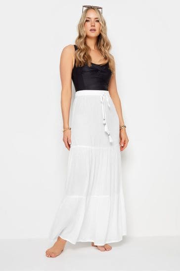 Long Tall Sally White Tiered Maxi Skirt