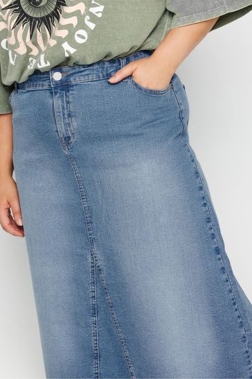 Buy Yours Curve Blue Denim Maxi Skirt from Next Bahrain