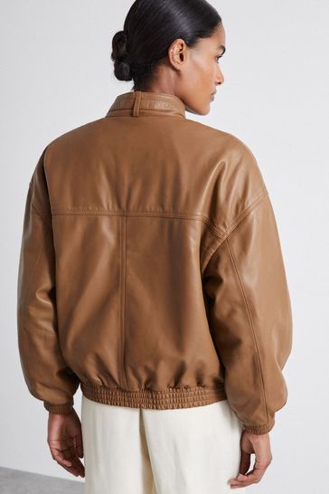 Reiss tan leather jacket cheap