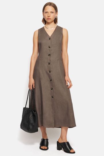 Jigsaw Linen Waistcoat Brown Dress