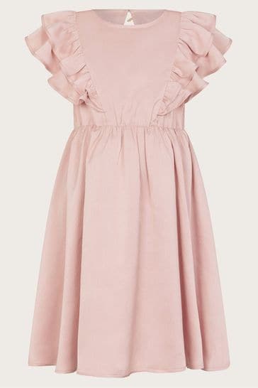 Monsoon Pink Satin Ruffle Sleeve Dress