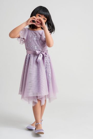 Monsoon Purple Amelia Embroidered Dress