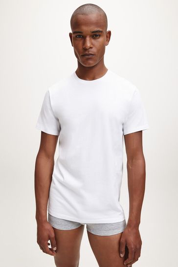 Buy Calvin Klein Grey 100 Cotton Short Sleeves Crew Neck T Shirts 3 Pack from Next Cyprus