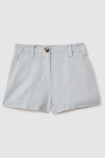 Reiss Blue Dani Teen Linen Loose Fit Shorts