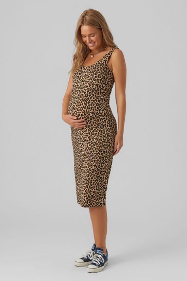 Buy Mamalicious Leopard Print Black Maternity Jersey Midi Dresses 2 Pack from Next Bahrain