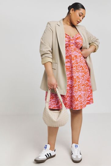 Simply Be Pink Supersoft Knot Front Skater Dress