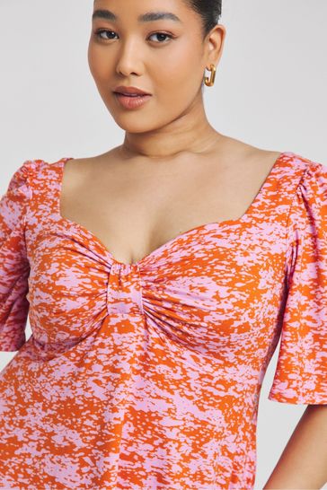 Simply Be Pink Supersoft Knot Front Skater Dress