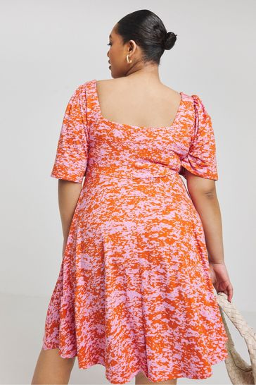 Simply Be Pink Supersoft Knot Front Skater Dress