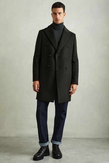 Buy Reiss Dark Green Timpano Wool Blend Double Breasted Coat from Next Turkey