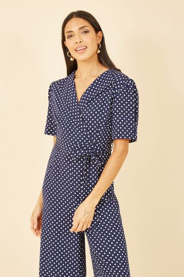 Buy Yumi Blue Spot Print Retro Culotte Jumpsuit from Next Cyprus
