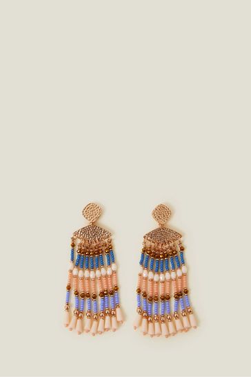 Buy Accessorize Blue Chevron Beaded Tassel Earrings from Next Denmark