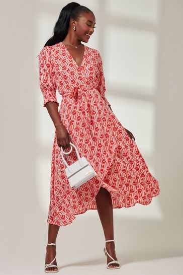 Buy Jolie Moi Red V Neck High Low Midi Dress from Next Canada