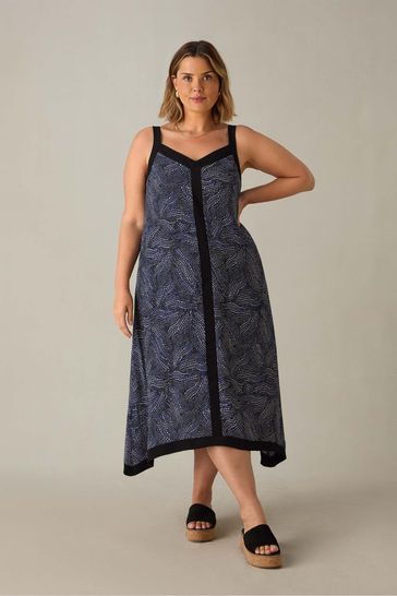Buy Live Unlimited Black Curve Abstract Spot Colourblock Hanky Hem Midi Dress from Next Turkey