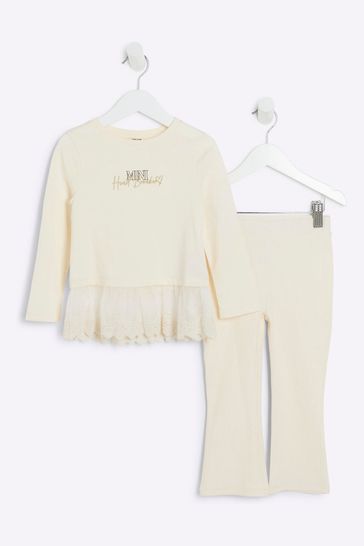 Buy River Island Cream 100 Cotton Top and Joggers Set from Next Bahrain