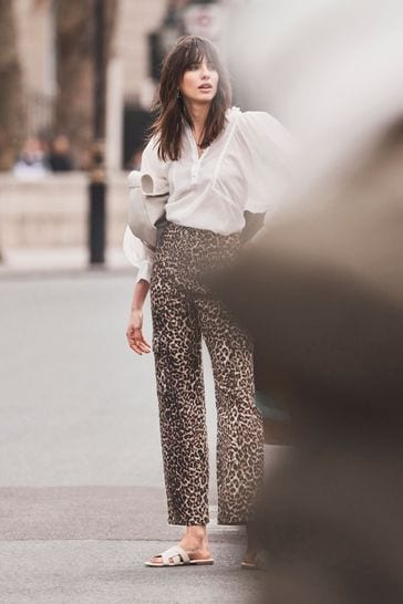 Velvet leopard bell bottoms top