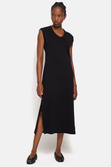 Jigsaw Black 100 Cotton Column T Shirt Dress