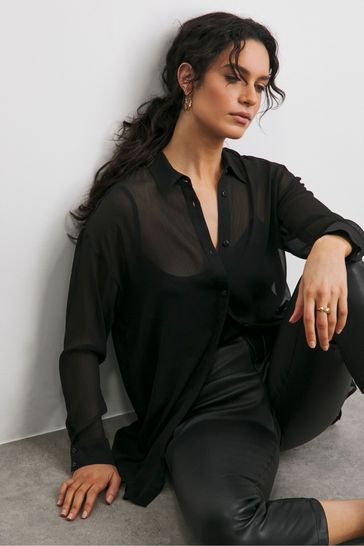 Buy JD Williams Oversized Chiffon Black Shirt With Cami from the Laura Ashley online shop