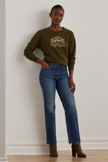 Buy Lauren Ralph Lauren Lion Crest French Terry Pullover Sweatshirt from the Laura Ashley online shop