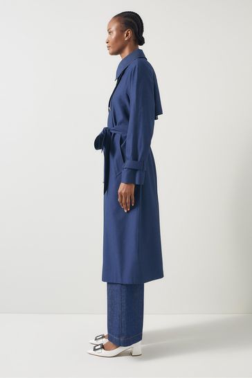Buy LK Bennett Blue Keaton Double Breasted Trench Coat from Next Denmark