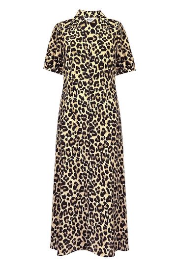 Ro Zo Animal Print Leopard Print Button Through Shirt Dress