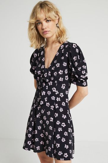River island black floral dress on sale