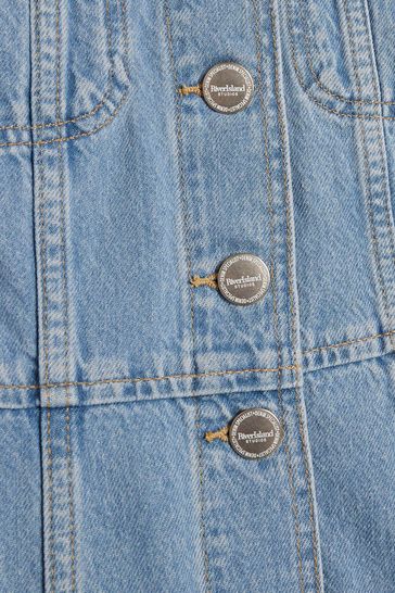 River Island 100 Cotton Denim Midi Pinafore Dress