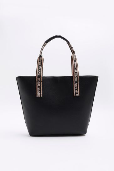 River island black leather bag sales